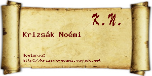 Krizsák Noémi névjegykártya
