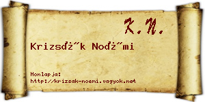 Krizsák Noémi névjegykártya
